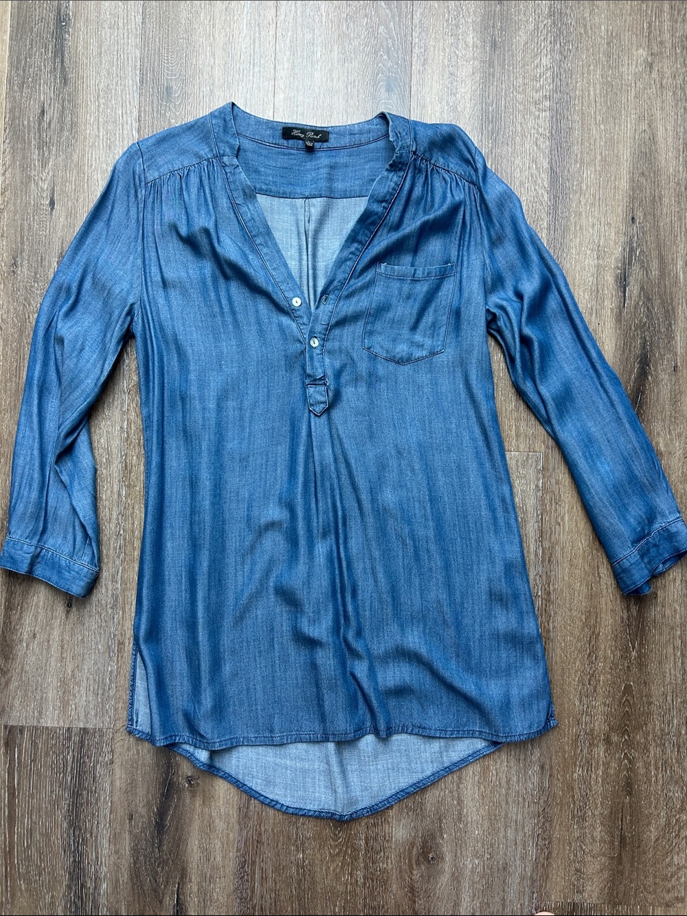 Honey Punch Blue Chambray Tunic Henley